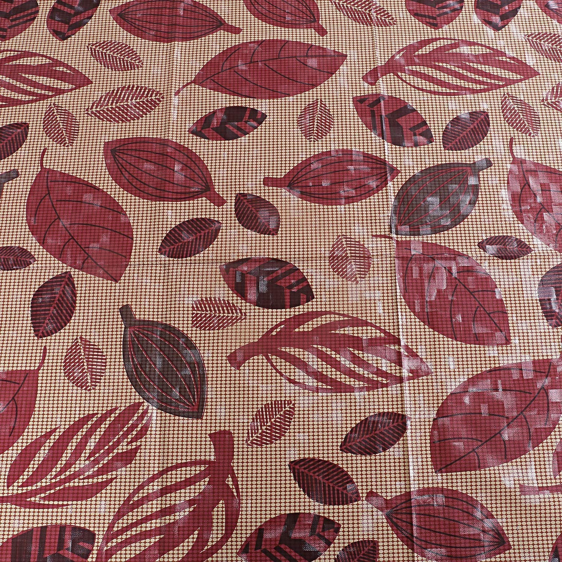 Ryka Leaf Design Print Center Table Cloth,Waterproof PVC 6 Seater Center Table Cover for Center table Cover,High Thickness, Waterproof & Anti Slip Center Table Cover with White Lace (Size 60x80, Rectangular, Pack of 1)