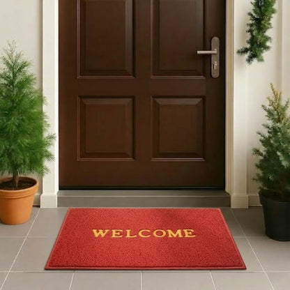 RYKA Indoor Outdoor Anti-Slip Welcome Rubber Door Rectangular Mat | Welcome Mat | 38X58 (Red)