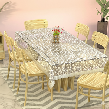 Ryka diamond Print Center Table Cloth,Waterproof PVC 6 Seater Center Table Cover for Center table Cover,High Thickness, Waterproof & Anti Slip Center Table Cover with White Lace (Size 60x80, Rectangular, Pack of 1)