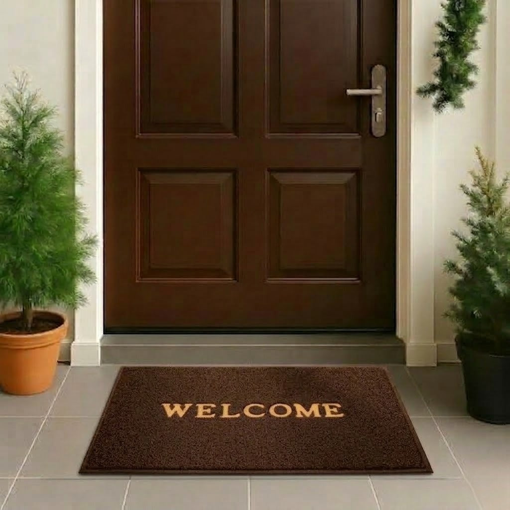 RYKA Indoor Outdoor Anti-Slip Welcome Rubber Door Rectangular Mat | Welcome Mat | 38X58 (Coffee)