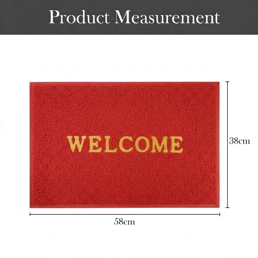 RYKA Indoor Outdoor Anti-Slip Welcome Rubber Door Rectangular Mat | Welcome Mat | 38X58 (Red)