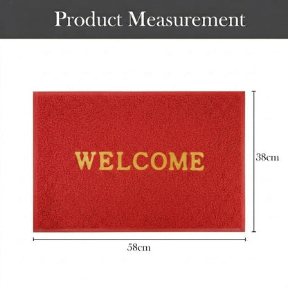 RYKA Indoor Outdoor Anti-Slip Welcome Rubber Door Rectangular Mat | Welcome Mat | 38X58 (Red)