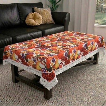 RYKA PVC Printed Table Cover 4 Seater | Table Protector Sheet | Waterproof and Dustproof | Fruit Printed Table Cover | Rectangular Center Table Cover | 40X60 Inch (Pack Of 1)