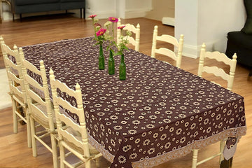 Ryka CASA-NEST  Print Center Table Cloth,Waterproof PVC 6 Seater Center Table Cover for Center table Cover,High Thickness, Waterproof & Anti Slip Center Table Cover with White Lace (Size 60x80, Rectangular, Pack of 1)