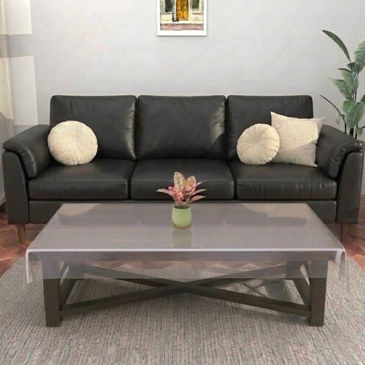 RYKA PVC Transparent Table Cover 4 Seater | Table Protector Sheet | Waterproof and Dustproof | Without Lace Transparent Table Cloth | Rectangular Center Table Cover | 40X60 Inch (Pack Of 1)