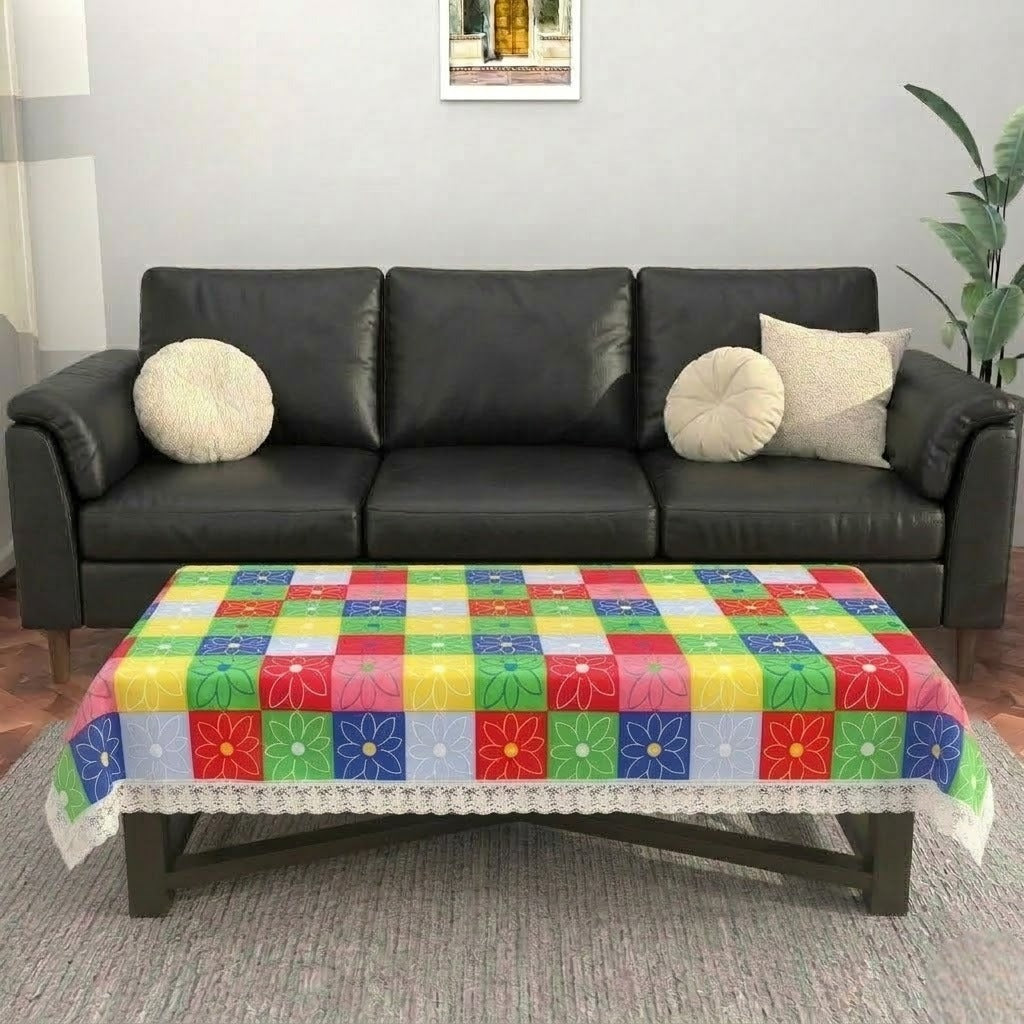 RYKA PVC Printed Table Cover 4 Seater | Table Protector Sheet | Waterproof and Dustproof |  Rangoli Printed Table Cover | Rectangular Center Table Cover | 40X60 Inch (Pack Of 1)