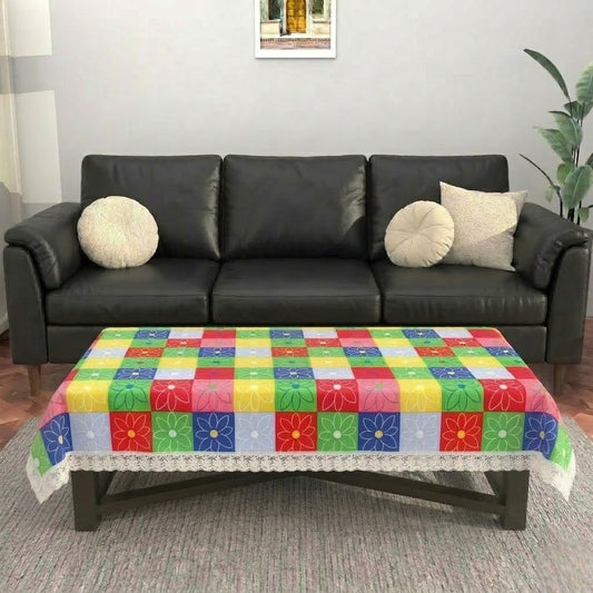 RYKA PVC Printed Table Cover 4 Seater | Table Protector Sheet | Waterproof and Dustproof |  Rangoli Printed Table Cover | Rectangular Center Table Cover | 40X60 Inch (Pack Of 1)