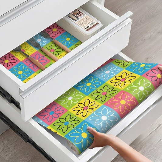 RYKA Shelf Mat | Rangoli Printed Desk Mat | Placemat for Kitchen | PVC Non-Slip Drawer Sheets| Kitchen Cabinet Shelf Liner | 5 Meter (Multicolour)