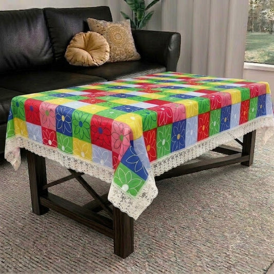 RYKA PVC Printed Table Cover 4 Seater | Table Protector Sheet | Waterproof and Dustproof |  Rangoli Printed Table Cover | Rectangular Center Table Cover | 40X60 Inch (Pack Of 1)