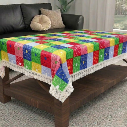 RYKA PVC Printed Table Cover 4 Seater | Table Protector Sheet | Waterproof and Dustproof |  Rangoli Printed Table Cover | Rectangular Center Table Cover | 40X60 Inch (Pack Of 1)