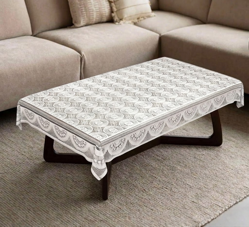 RYKA Cotton Net Table Cover 40x60 Inch 4 Seater | Embroidered Center & Dining Table Cloth (Pack Of 1)