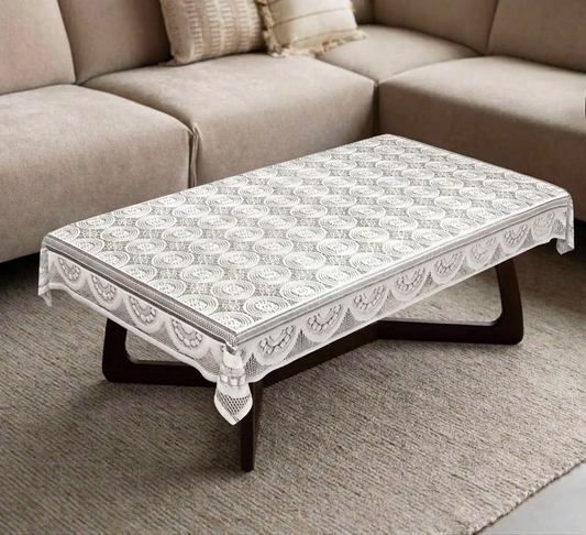 RYKA Cotton Net Table Cover 40x60 Inch 4 Seater | Embroidered Center & Dining Table Cloth (Pack Of 1)