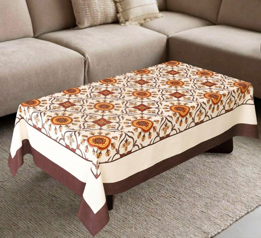 RYKA Cotton Net Table Cover 40x60 Inch 4 Seater | Embroidered Center & Dining Table Cloth (Pack Of 1)