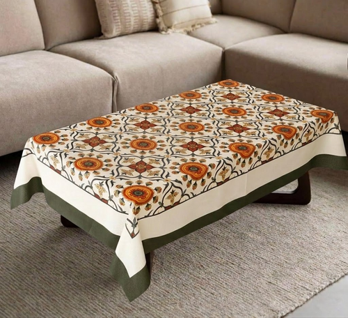 RYKA Cotton Table Cover 40x60 Inch 4 Seater | Printed Center & Dining Table Cloth (Pack Of 1)