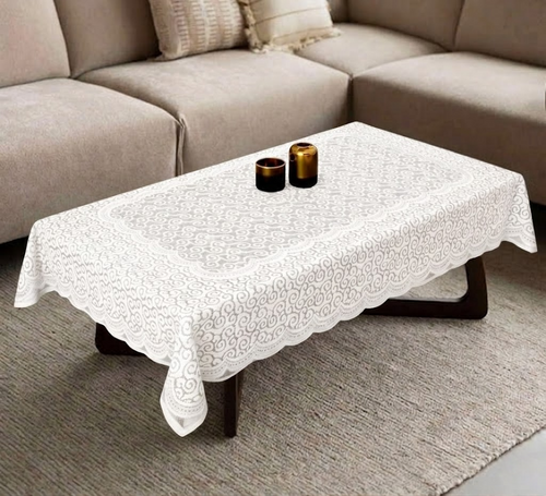 RYKA Cotton Net Table Cover 40x60 Inch 4 Seater | Embroidered Center & Dining Table Cloth (Pack Of 1)