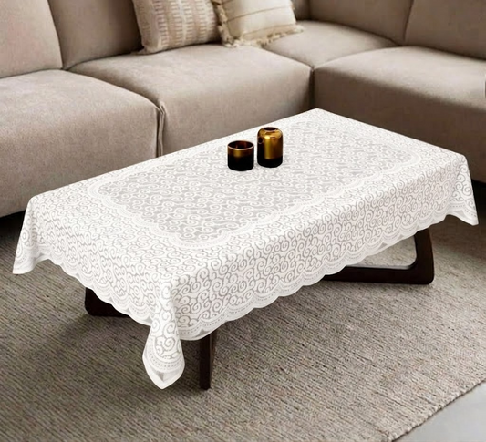 RYKA Cotton Net Table Cover 40x60 Inch 4 Seater | Embroidered Center & Dining Table Cloth (Pack Of 1)