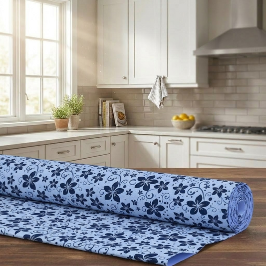 RYKA Shelf Mat | Printed Desk Mat | Placemat for Kitchen | PVC Non-Slip Drawer Sheets| Kitchen Cabinet Shelf Liner | 5 Meter (Grey)