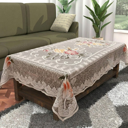 RYKA Cotton Net Table Cover 40x60 Inch 4 Seater | Embroidered Center & Dining Table Cloth (Pack Of 1)