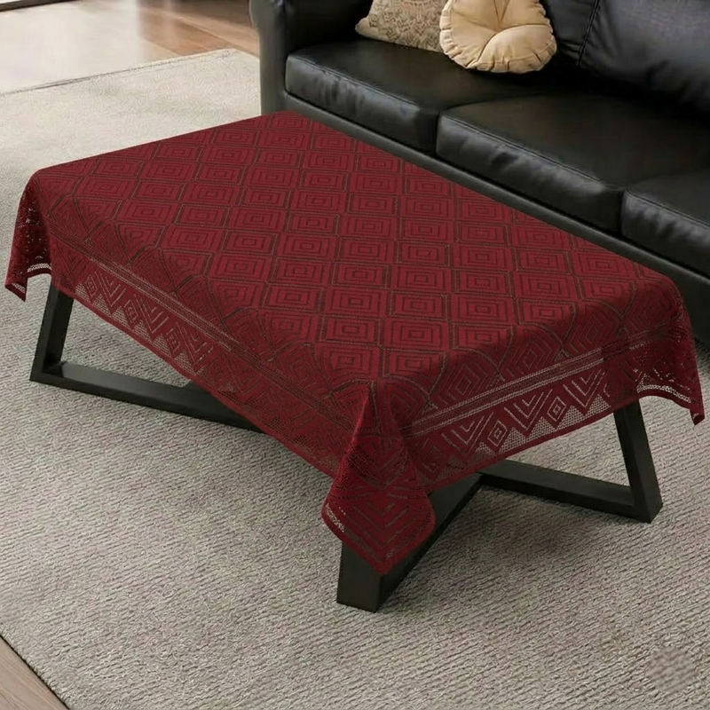 RYKA Cotton Net Table Cover 40x60 Inch 4 Seater | Embroidered Center & Dining Table Cloth (Pack Of 1)