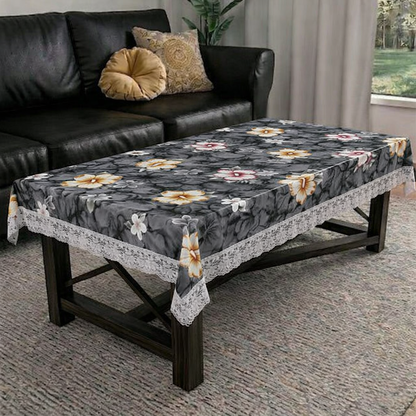 RYKA PVC Printed Table Cover 4 Seater | Table Protector Sheet | Waterproof and Dustproof | Floral Printed Table Cover | Rectangular Center Table Cover | 40X60 Inch (Pack Of 1)