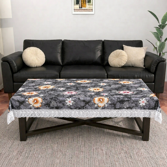 RYKA PVC Printed Table Cover 4 Seater | Table Protector Sheet | Waterproof and Dustproof | Floral Printed Table Cover | Rectangular Center Table Cover | 40X60 Inch (Pack Of 1)