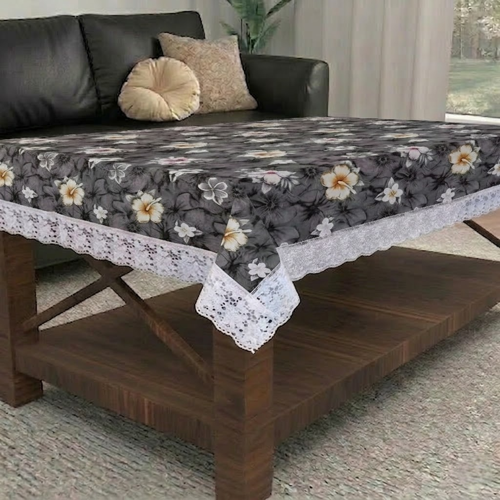 RYKA PVC Printed Table Cover 4 Seater | Table Protector Sheet | Waterproof and Dustproof | Floral Printed Table Cover | Rectangular Center Table Cover | 40X60 Inch (Pack Of 1)