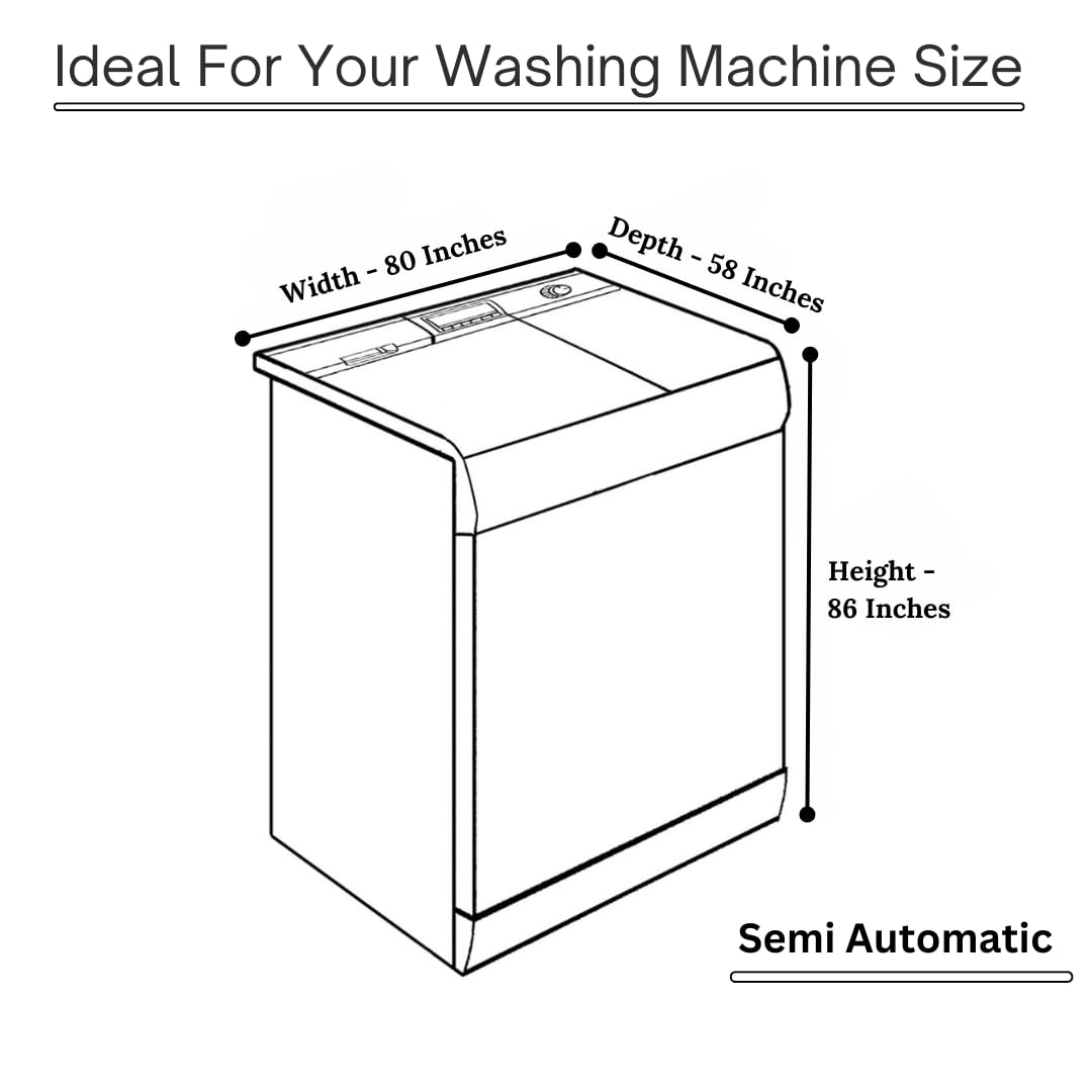 Ryka Semi Automatic Washing Machine Cover 34×32 | Waterproof & Dustproof PVC Protector | Heavy-Duty Outdoor Cover| Pack OF 1